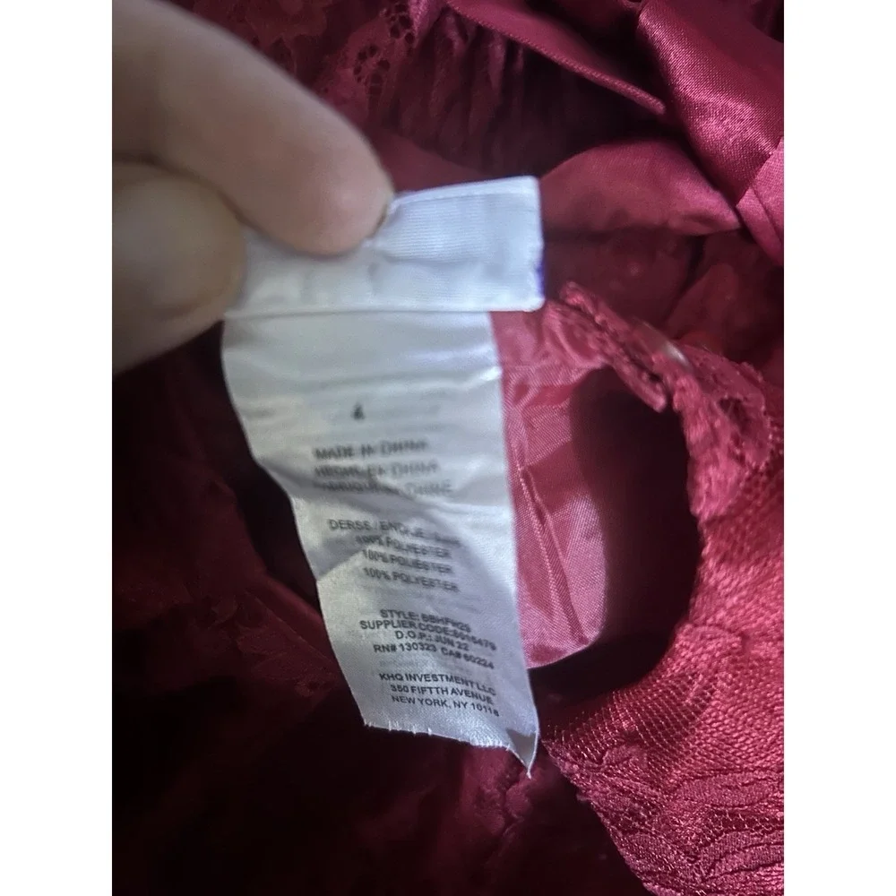 Blueberi Boulevard Girls Red Lace Party Dress  Bow Holiday‎ Formal Size 4 Girls